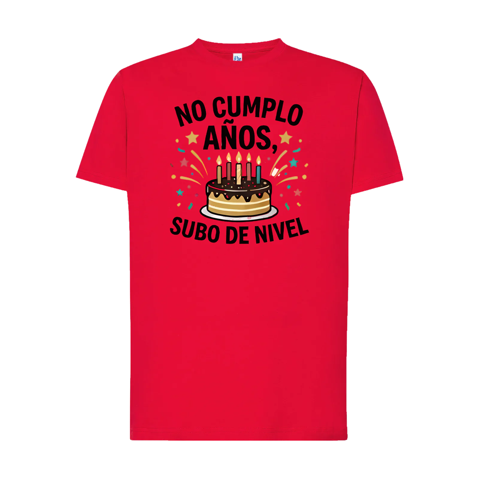 Camiseta «No cumplo años, subo de nivel» en rojo