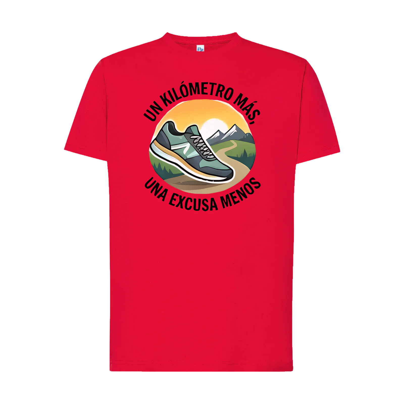 Camiseta «Un kilómetro más, una excusa menos» en rojo