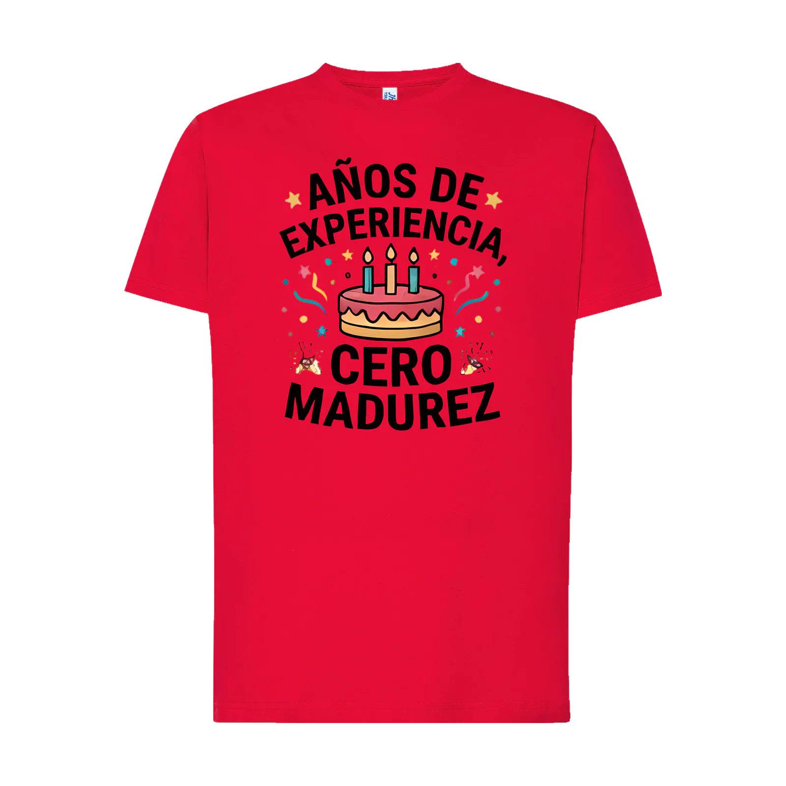 Camiseta «Años de experiencia, cero madurez» en rojo