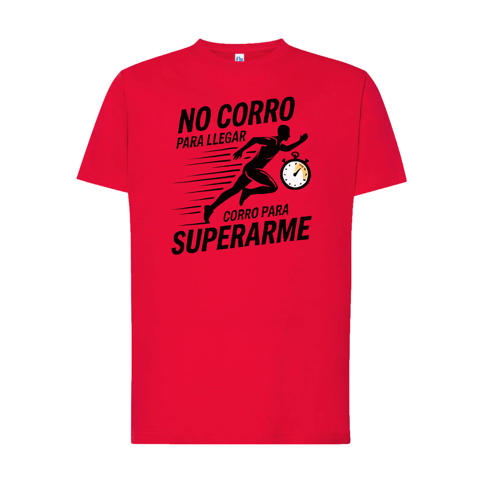Camiseta «No corro para llegar, corro para superarme» en rojo