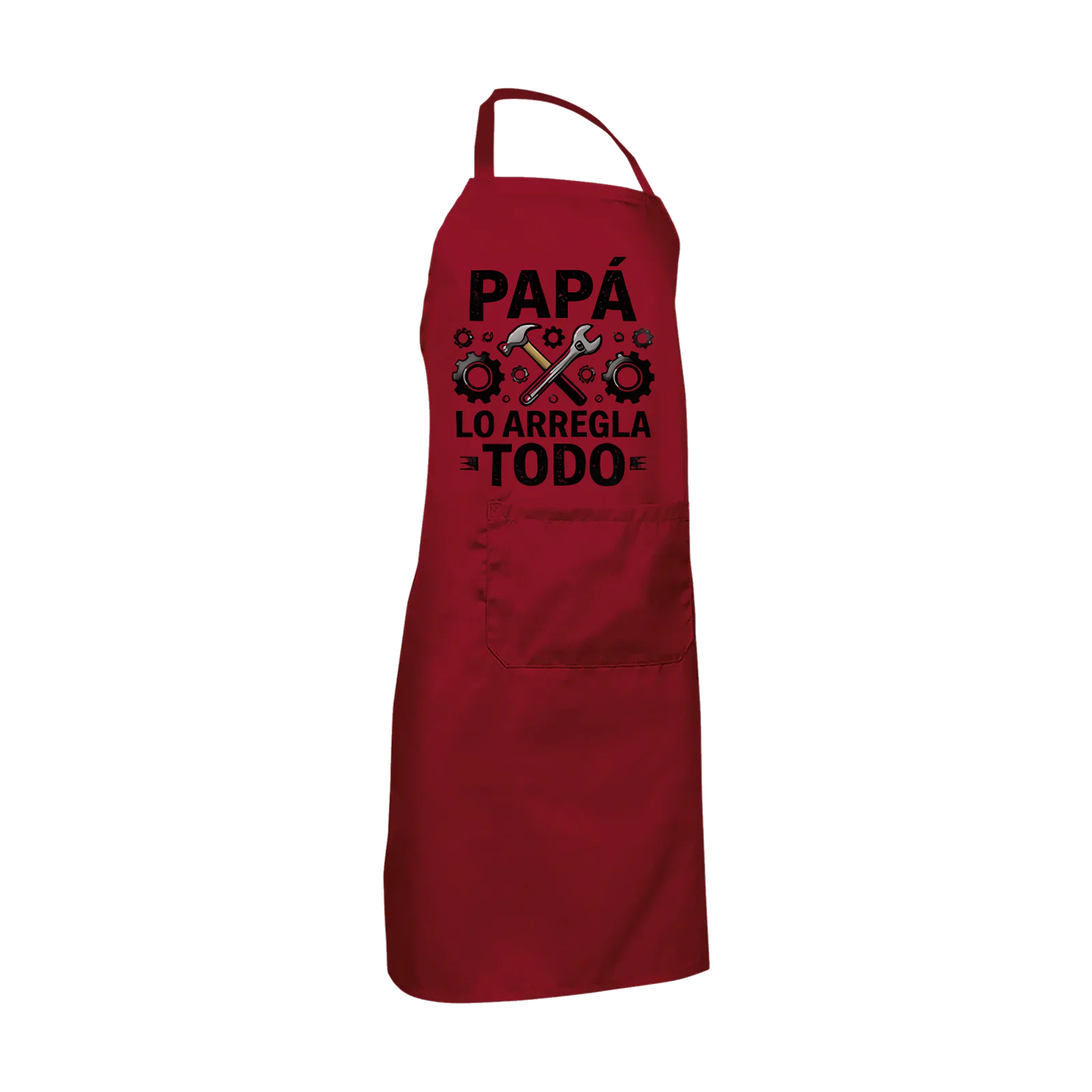 Delantal «Papá lo arregla todo» en rojo