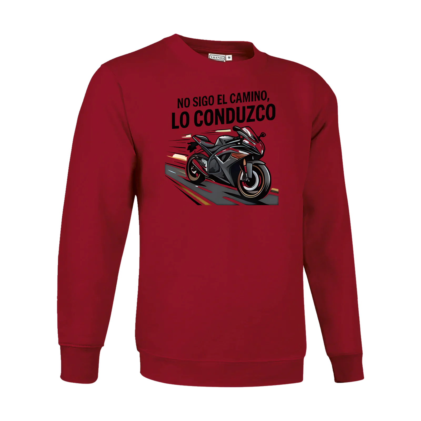 Sudadera «No sigo el camino, lo conduzco» en rojo