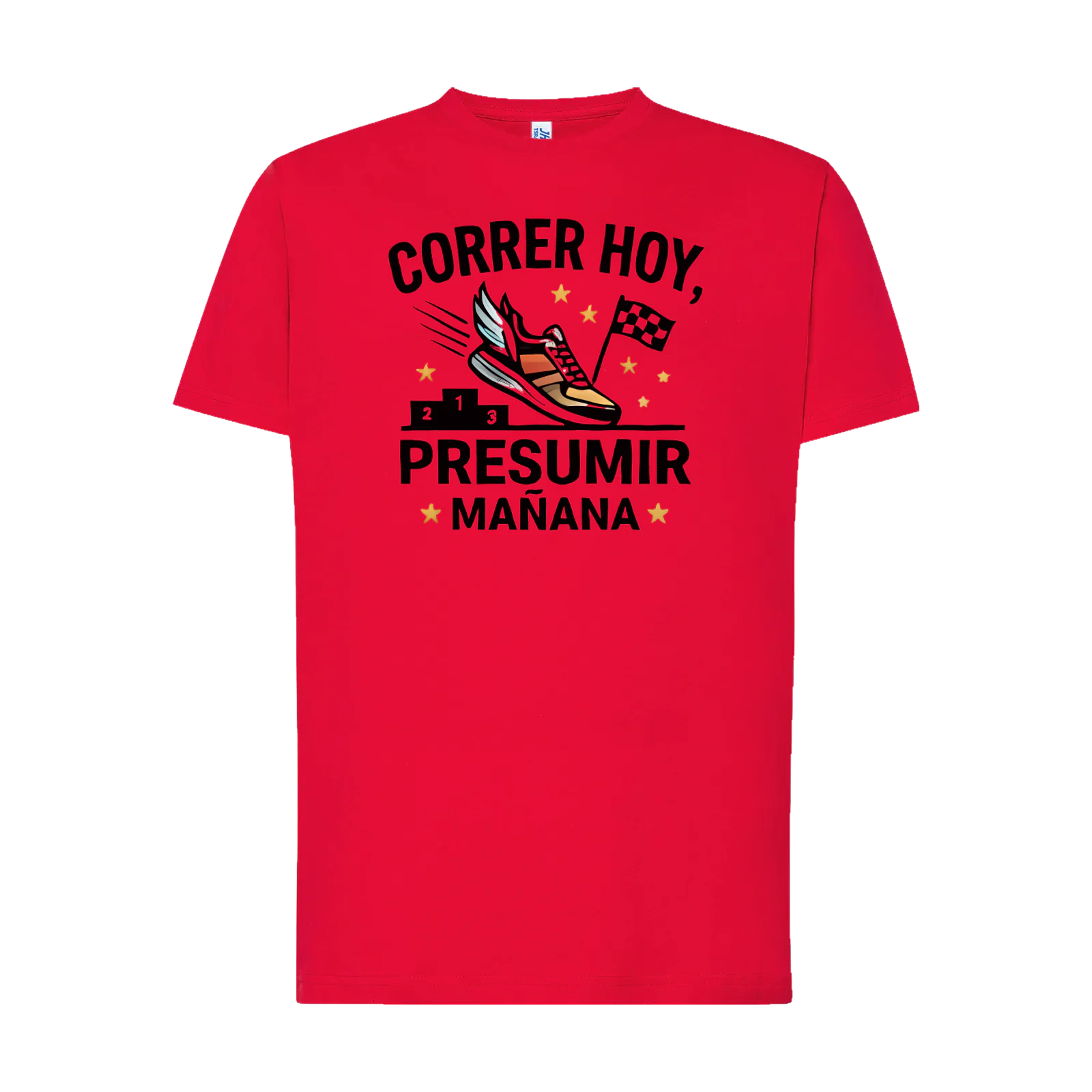 Camiseta «Correr hoy, presumir mañana» en rojo
