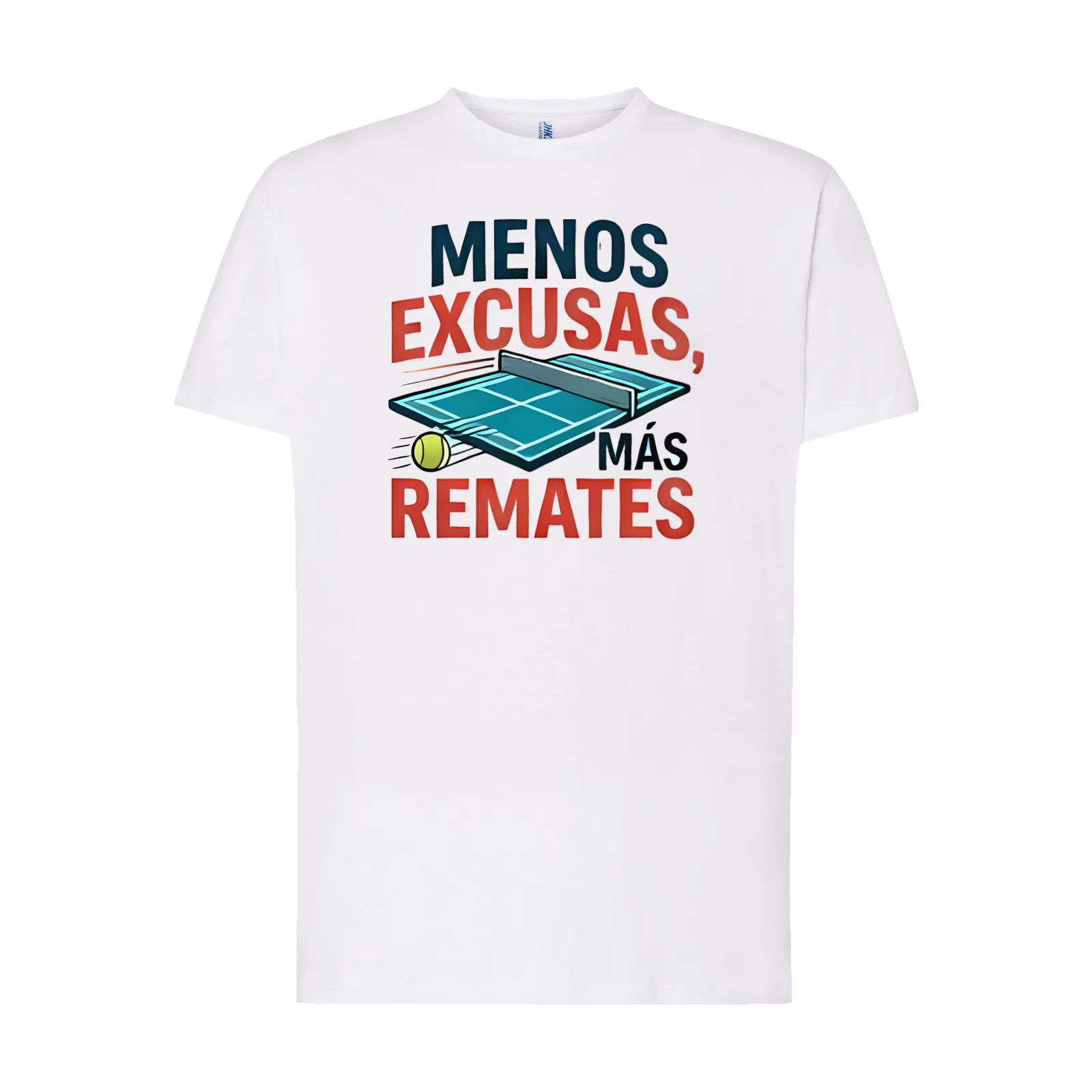 Camiseta «Menos excusas, más remates» en blanco