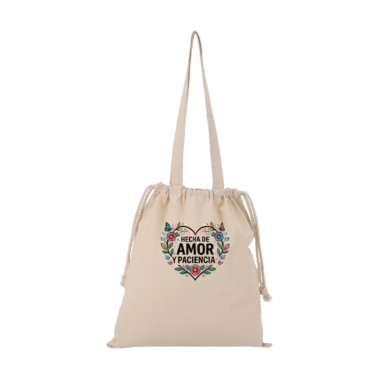 Bolsa «Hecha de amor y paciencia» en natural